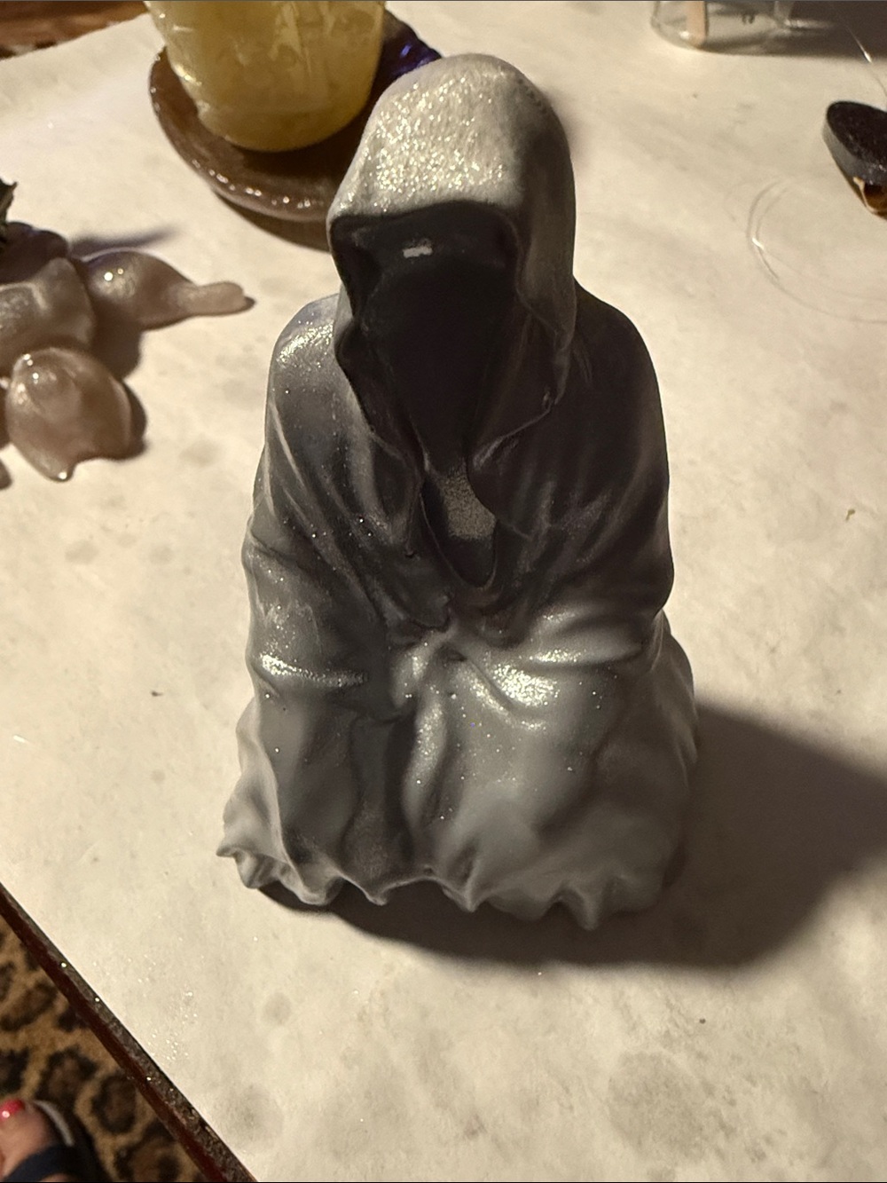 Silver Hooded Cloak Decorative Figurine - Ghost Halloween Home Accents